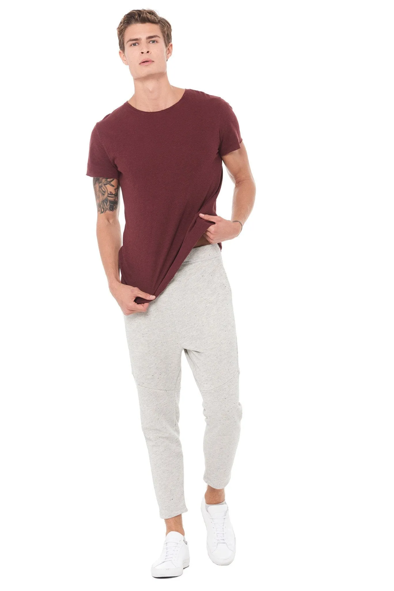 Men's Linen Blend Crew Neck Tee