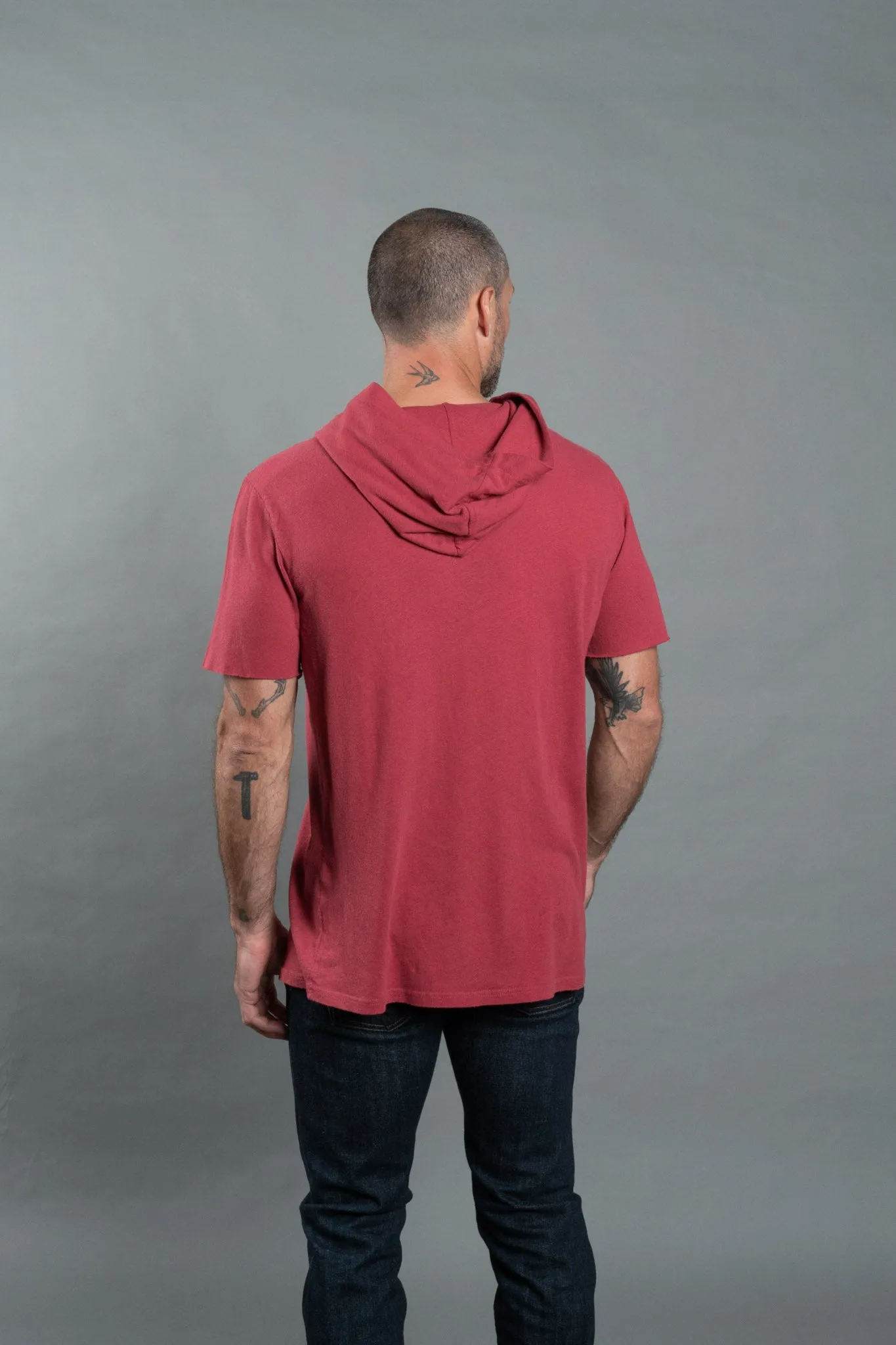 Men's Linen Blend Short Sleeve Hoodie