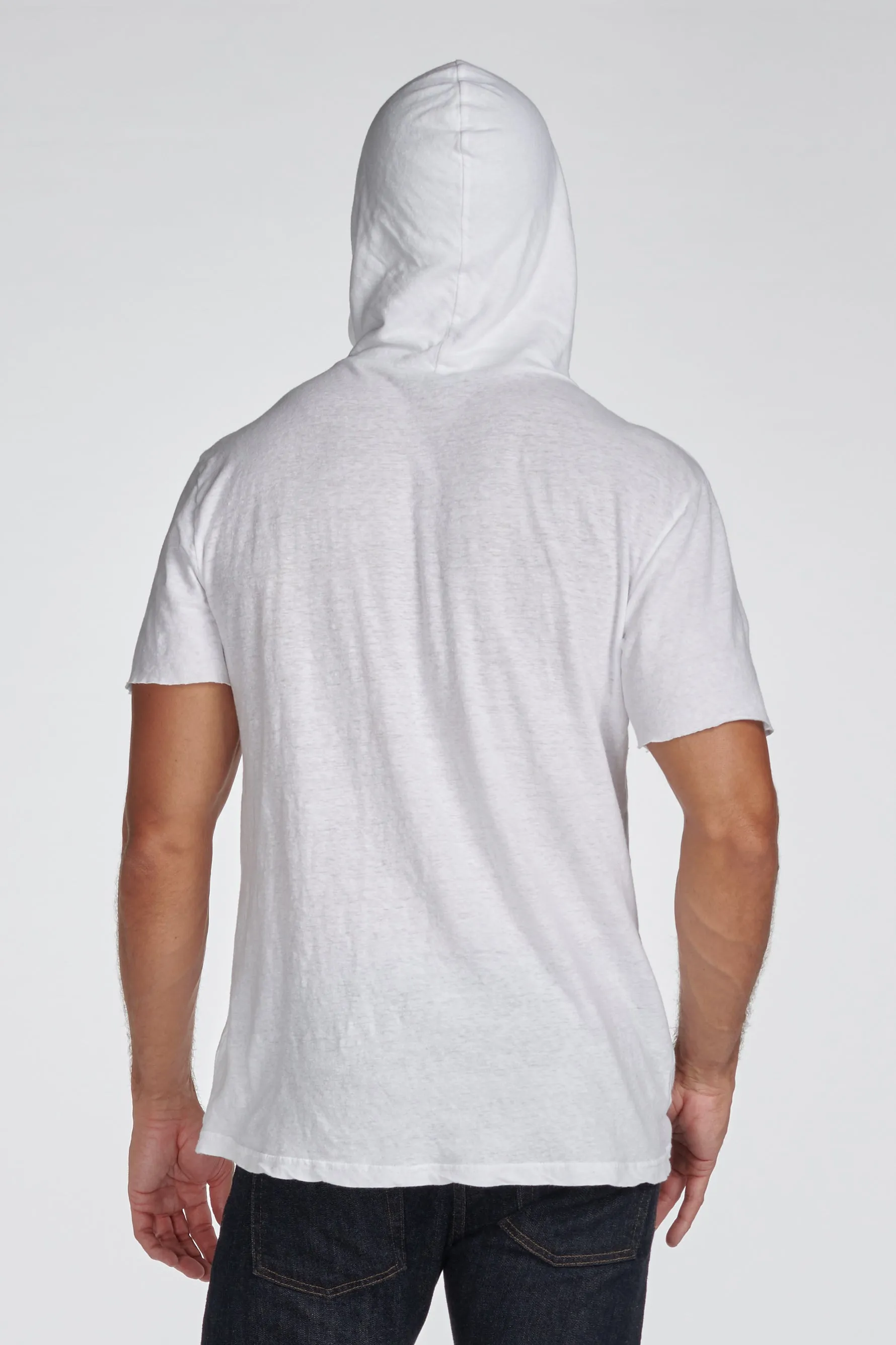 Men's Linen Blend Short Sleeve Hoodie