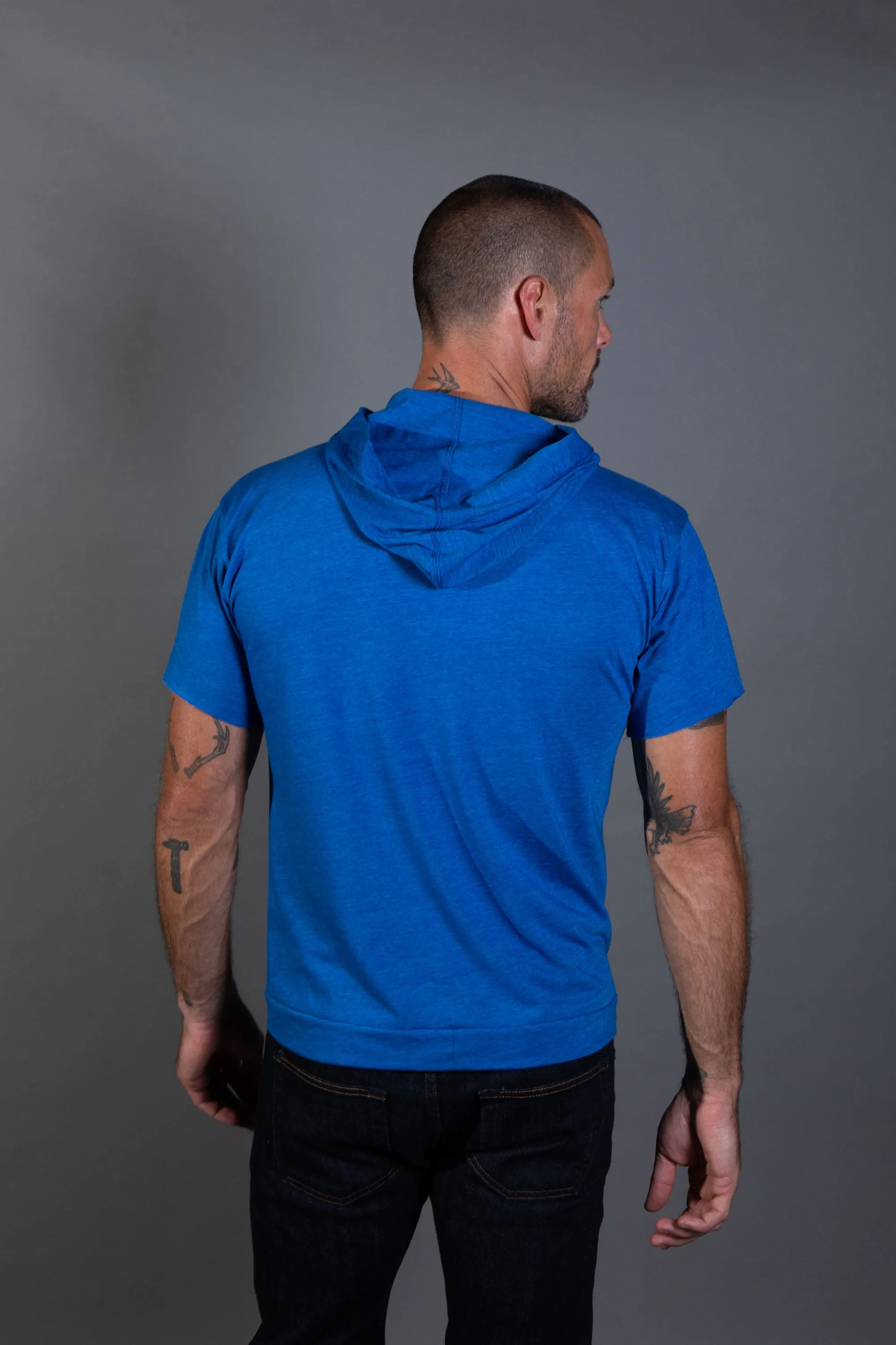 Men's Linen Blend Short Sleeve Hoodie