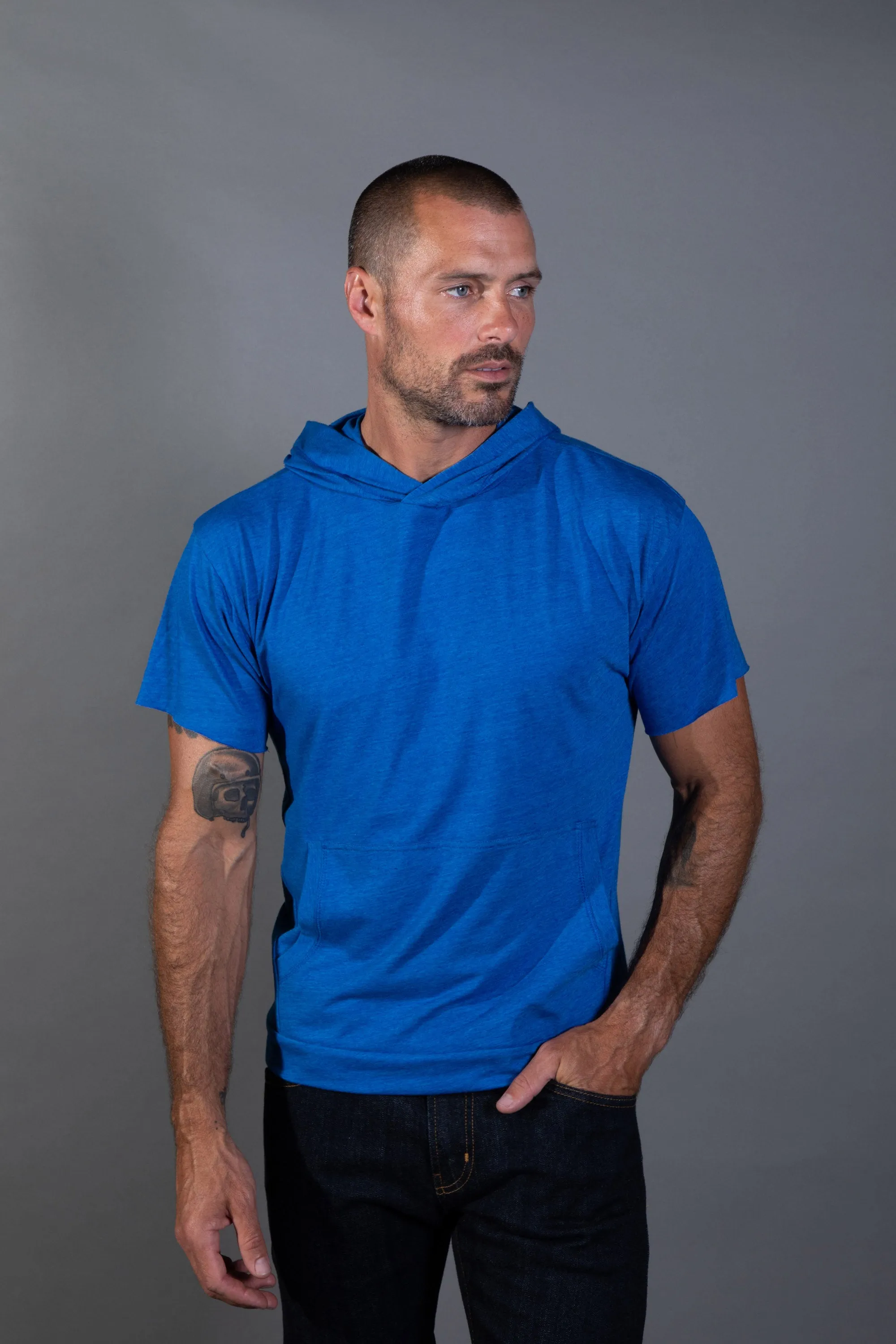 Men's Linen Blend Short Sleeve Hoodie