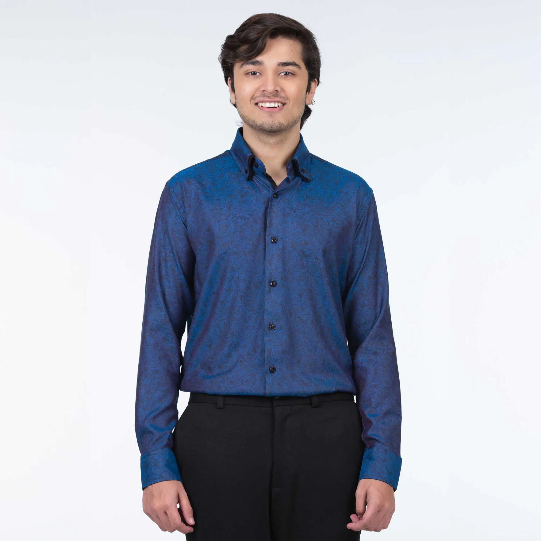 Mens Semi Formal Shirt | Floral Blue