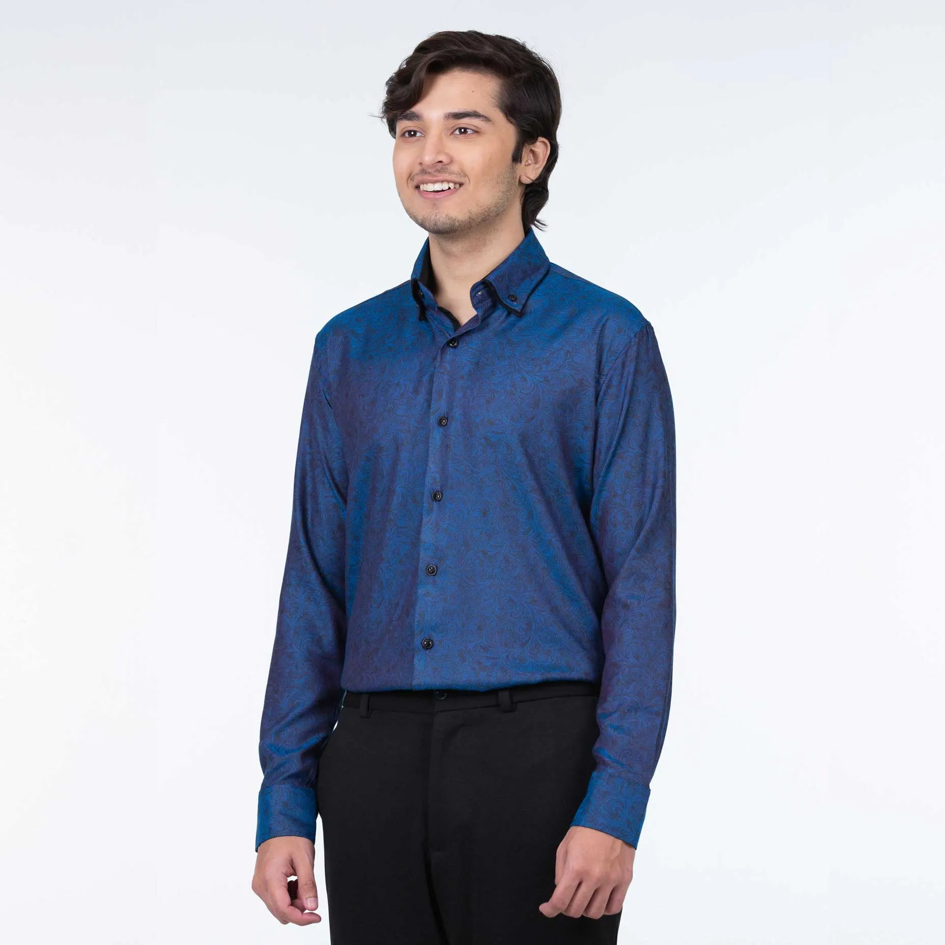 Mens Semi Formal Shirt | Floral Blue