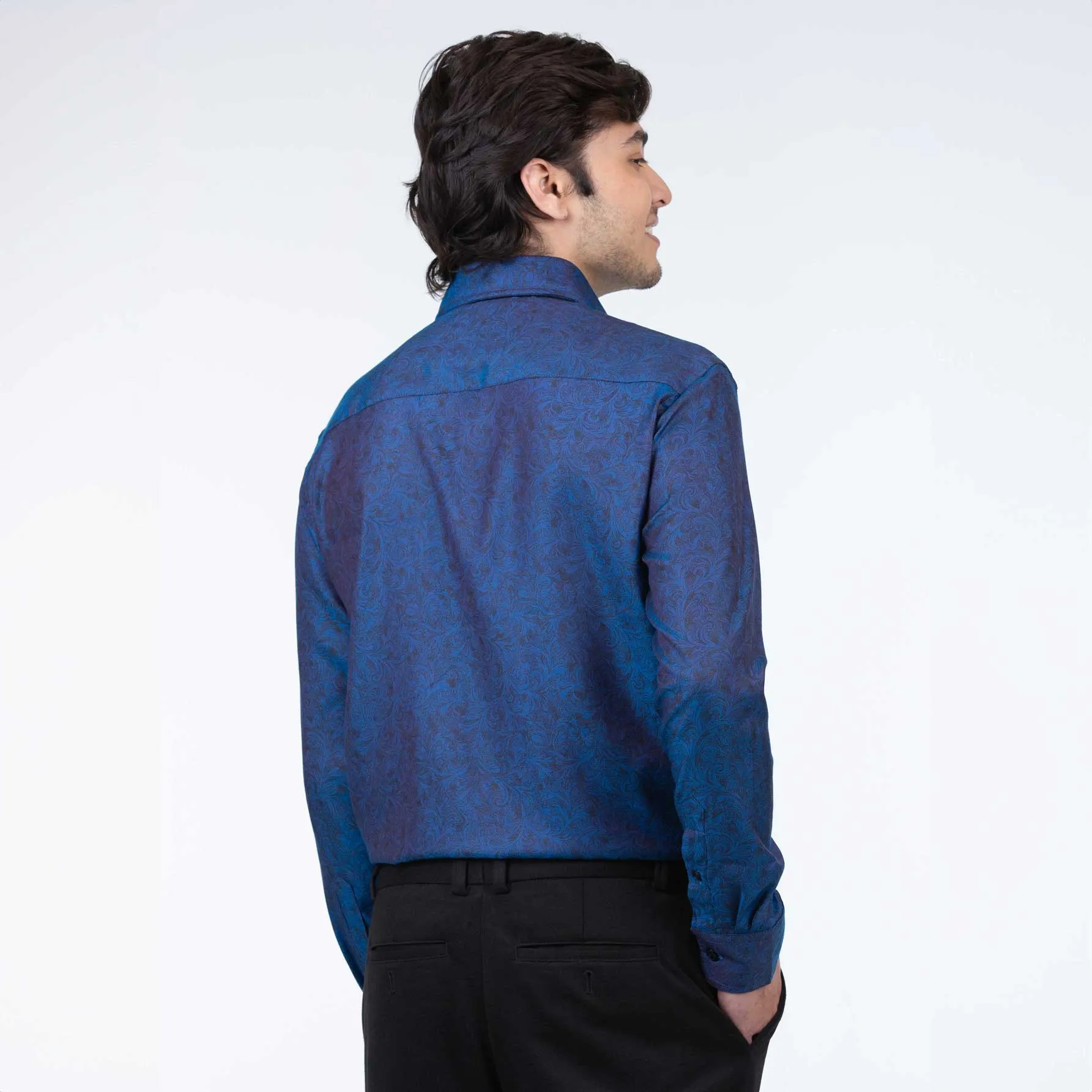 Mens Semi Formal Shirt | Floral Blue