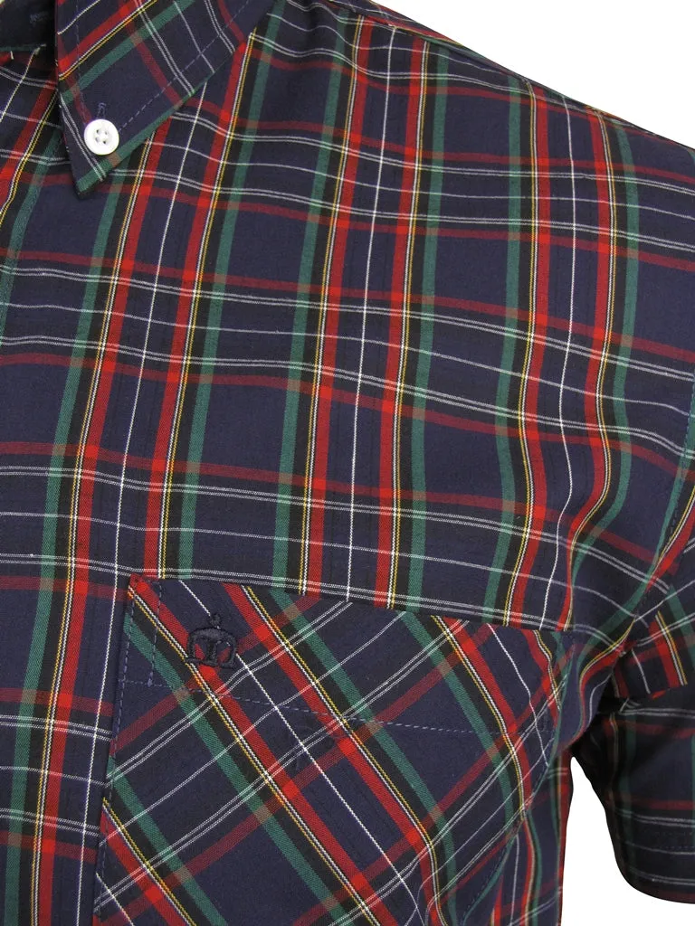 Merc London Men's 'Mack' Tartan Check Shirt - Short Sleeved