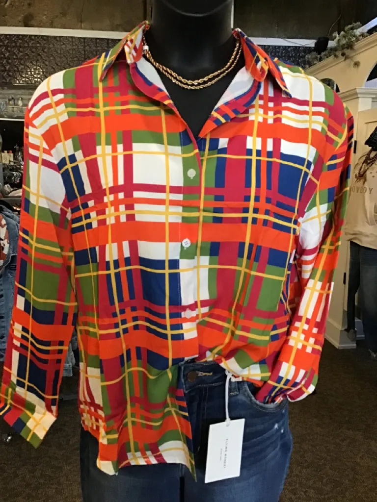 Multi Color Plaid Button Down Shirt - Small to 3X