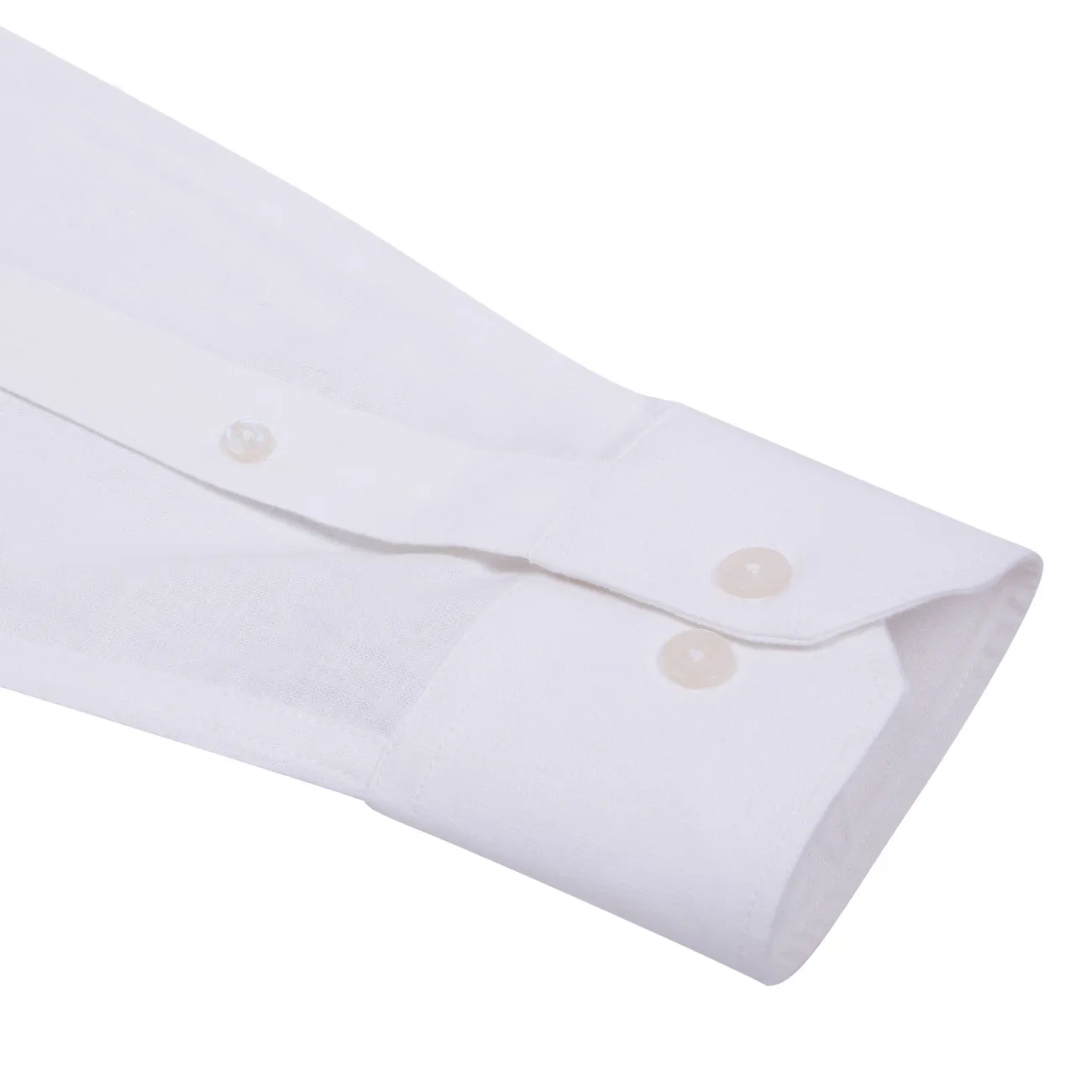 Natural White Cotton Linen Mandarin Collar Shirt