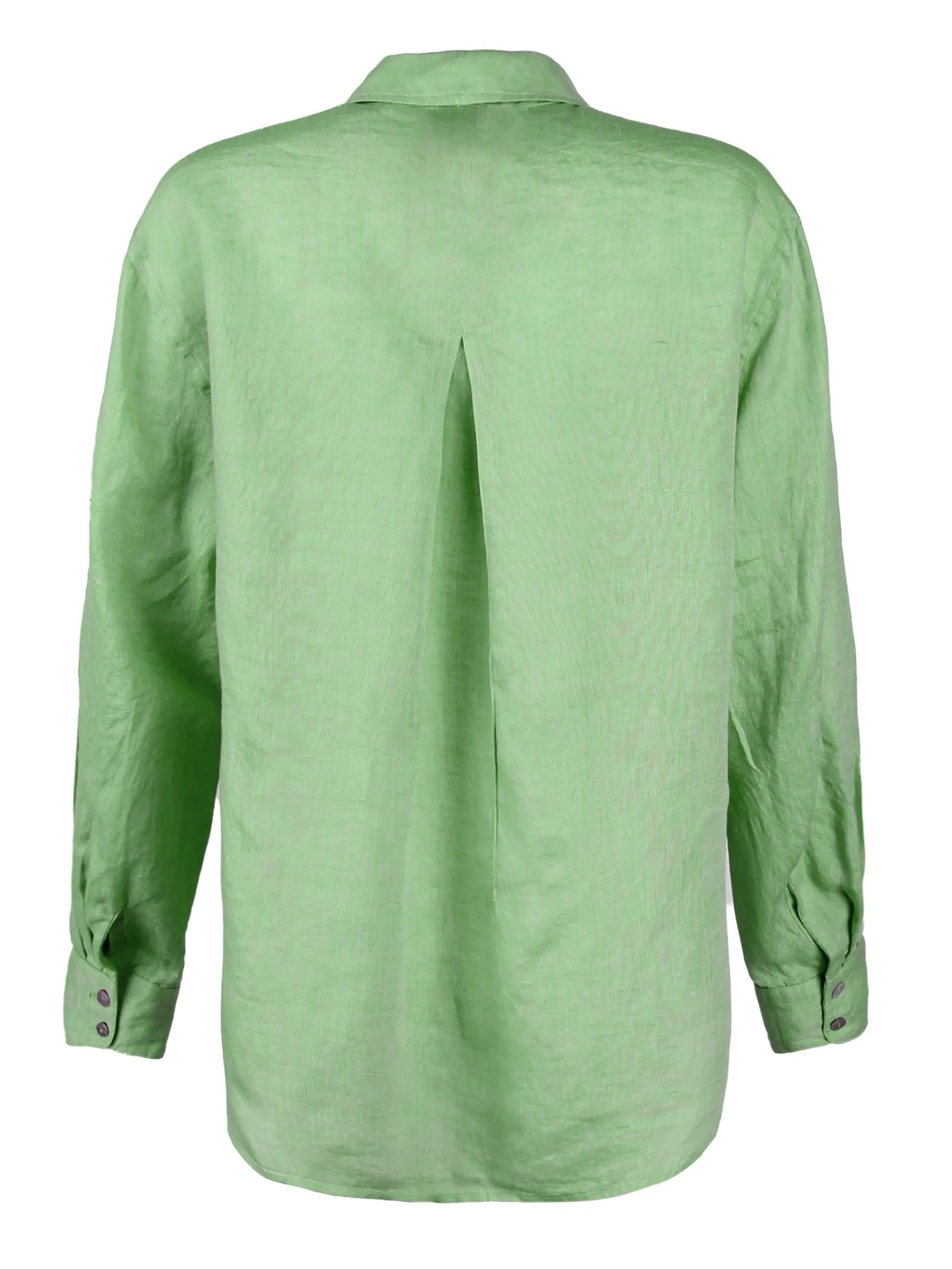 Niko Boyfriend Shirt Washed Green Tea Linen