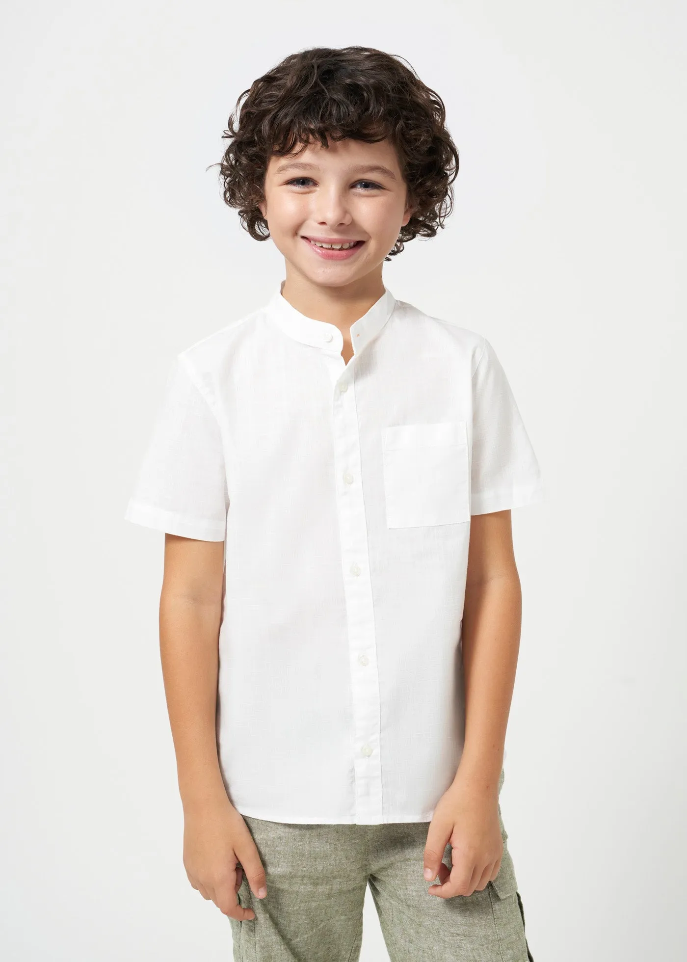 Nukutavake Boys Short Sleeve Mandarin Collar Dress Shirt_ 6118