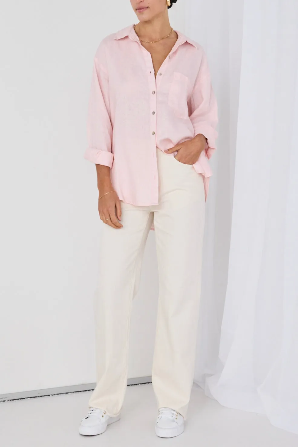 Optimum Blush Linen Oversized Shirt