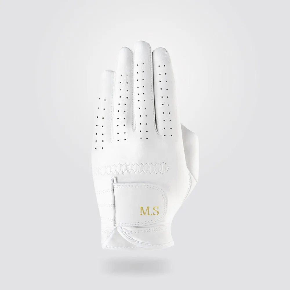 Personalised Premium Cabretta Leather Golf Glove (LADIES) - White