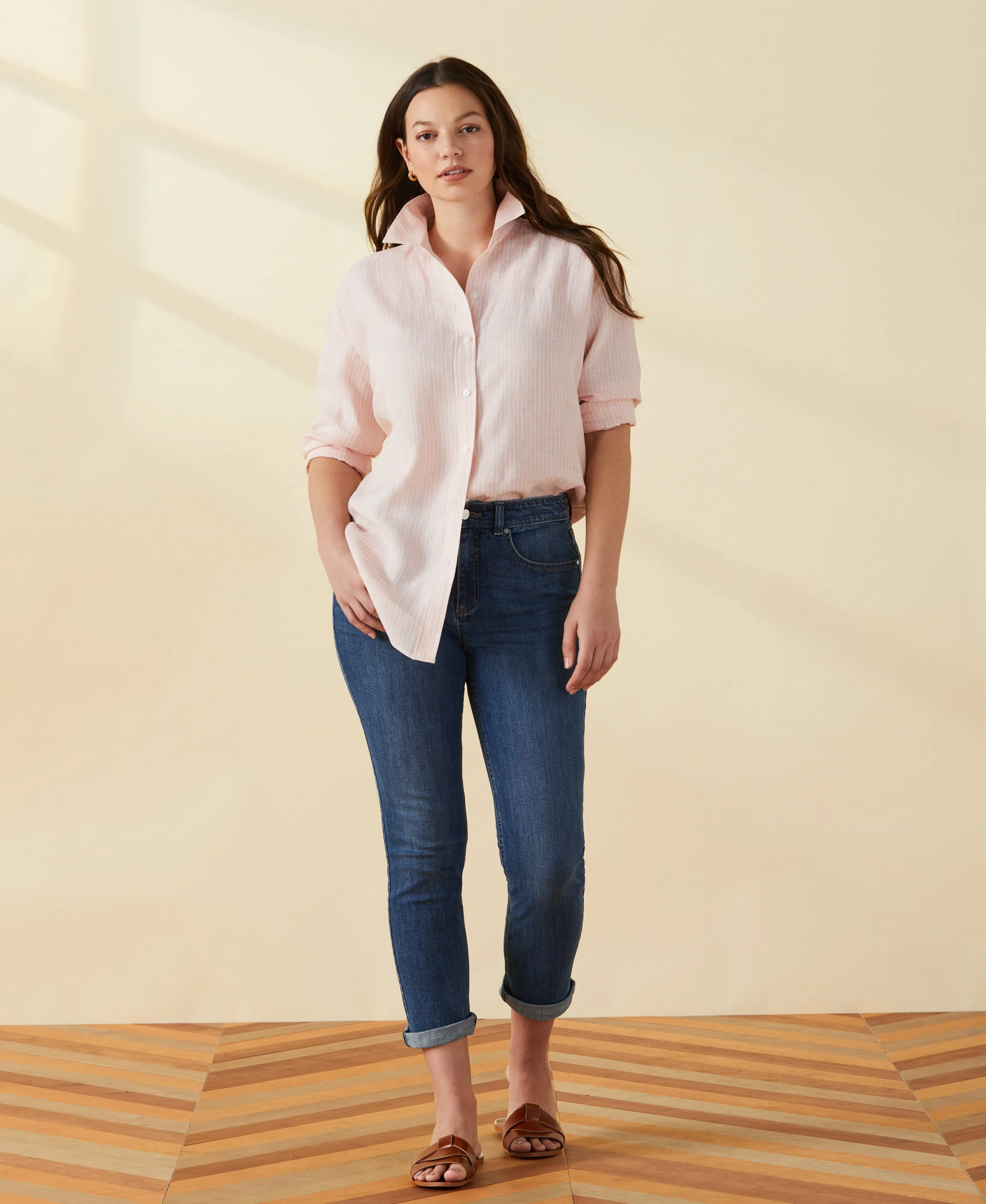 Petite Striped Easy Linen Shirt