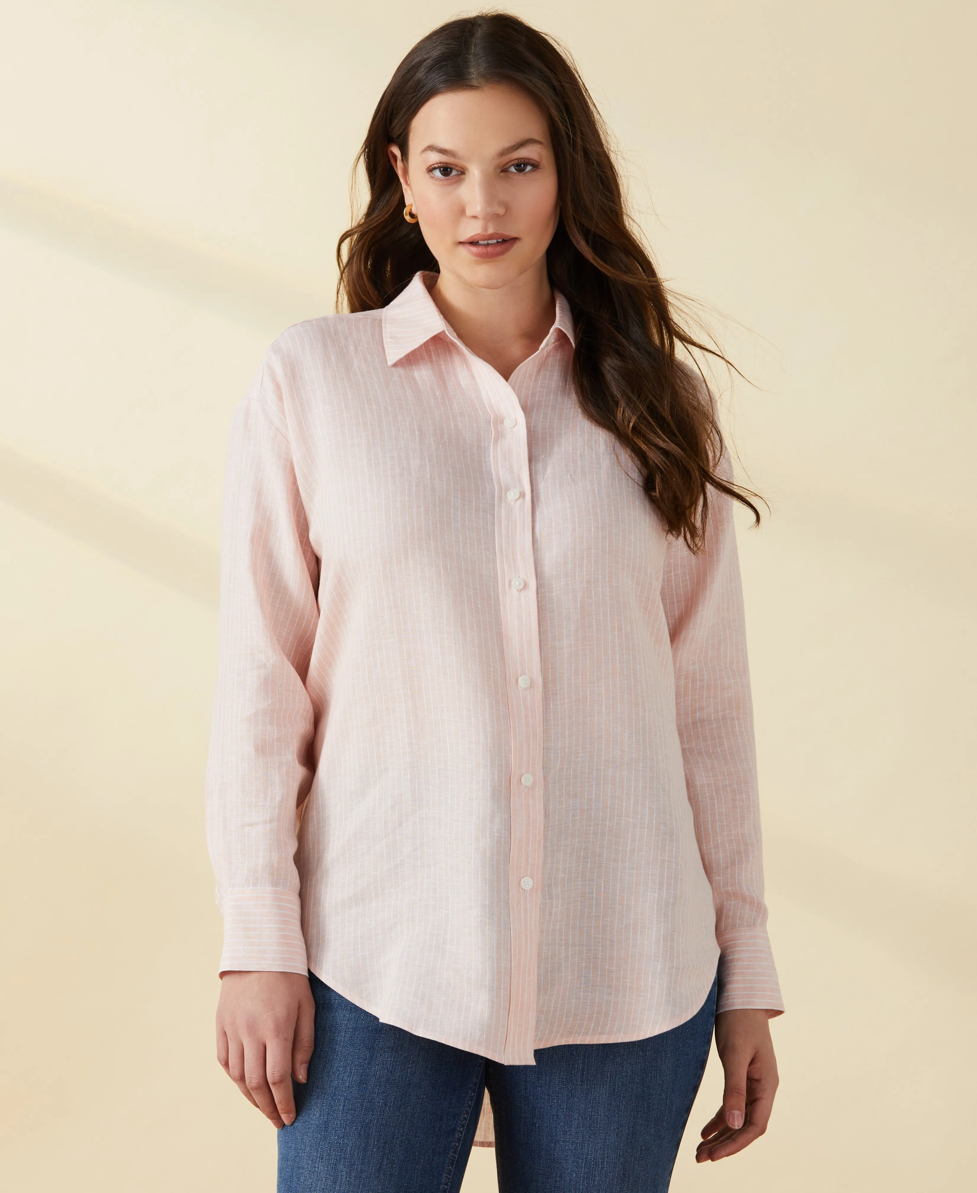 Petite Striped Easy Linen Shirt