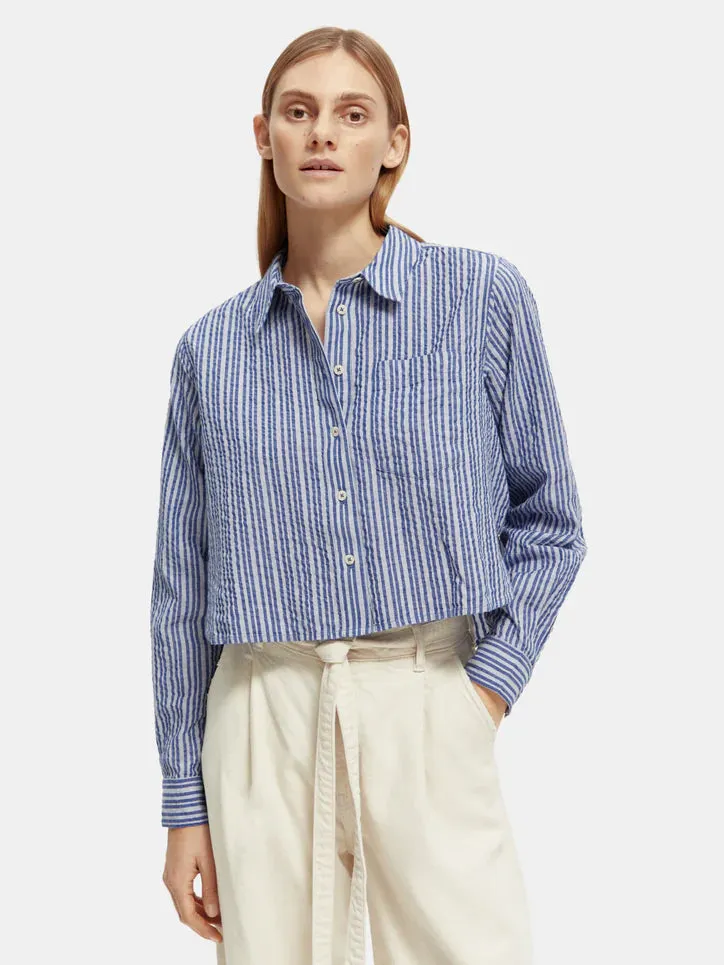 Scotch & Soda Organic Cropped Oversized Fit Shirt