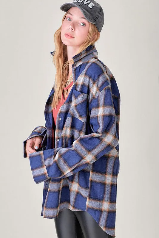 Shania Oversized Plaid Button Down Shirt