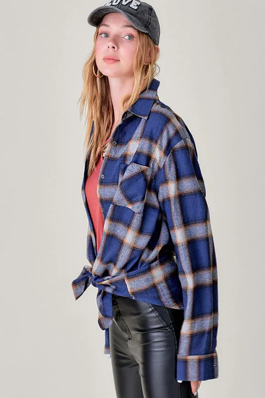 Shania Oversized Plaid Button Down Shirt