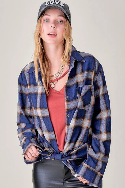 Shania Oversized Plaid Button Down Shirt