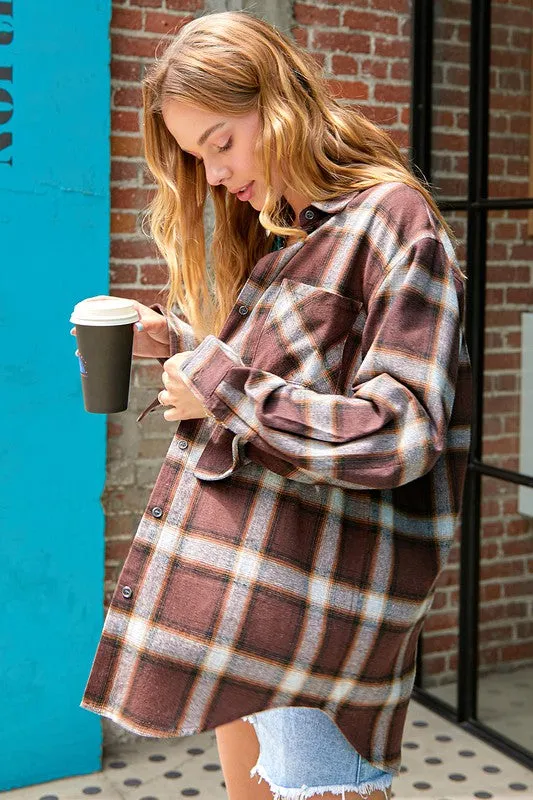 Shania Oversized Plaid Button Down Shirt