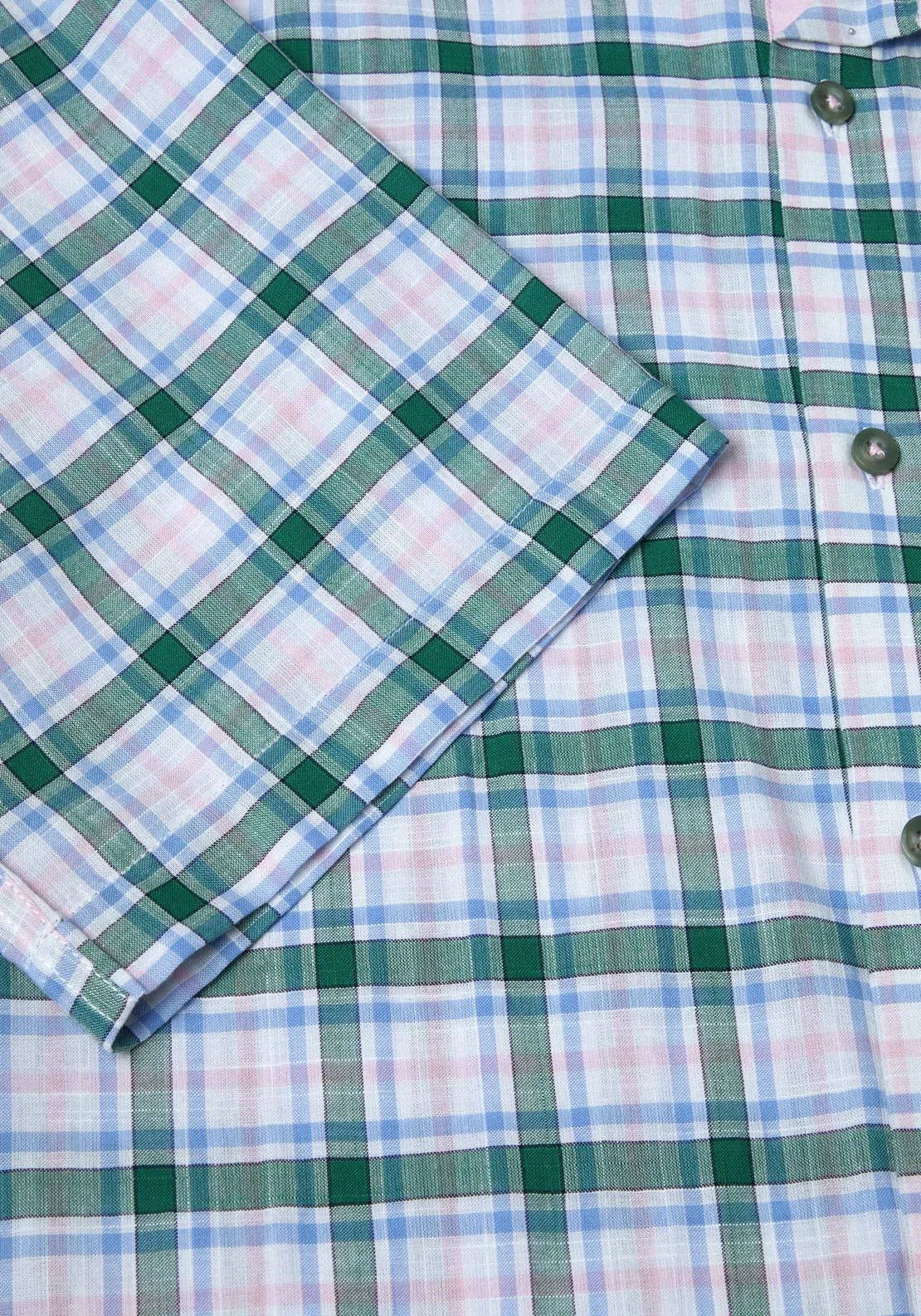 Short Sleeve Check Shirt - Green