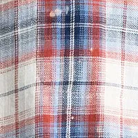 Simbio Men's Long-Sleeve Plaid Shirt, Beige, Blue & Red - BM24429