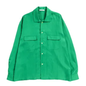 S.K. MANOR HILL WARRICK SHIRT KELLY GREEN LINEN RAYON