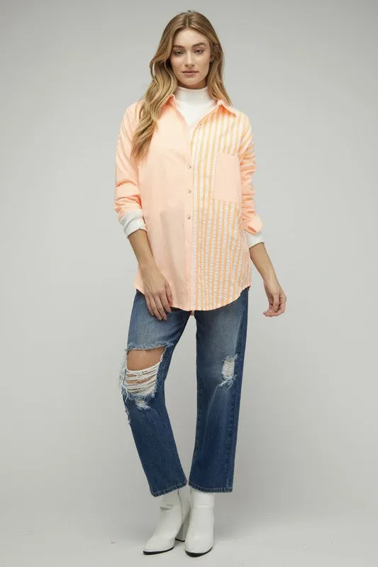 STRIPE BUTTON DOWN LONG SLEEVE SHIRT