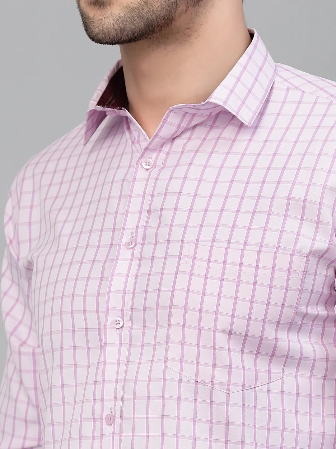 Style Quotient Men Pink Tattersall Checked Polycotton Regular Fit Formal  Shirt