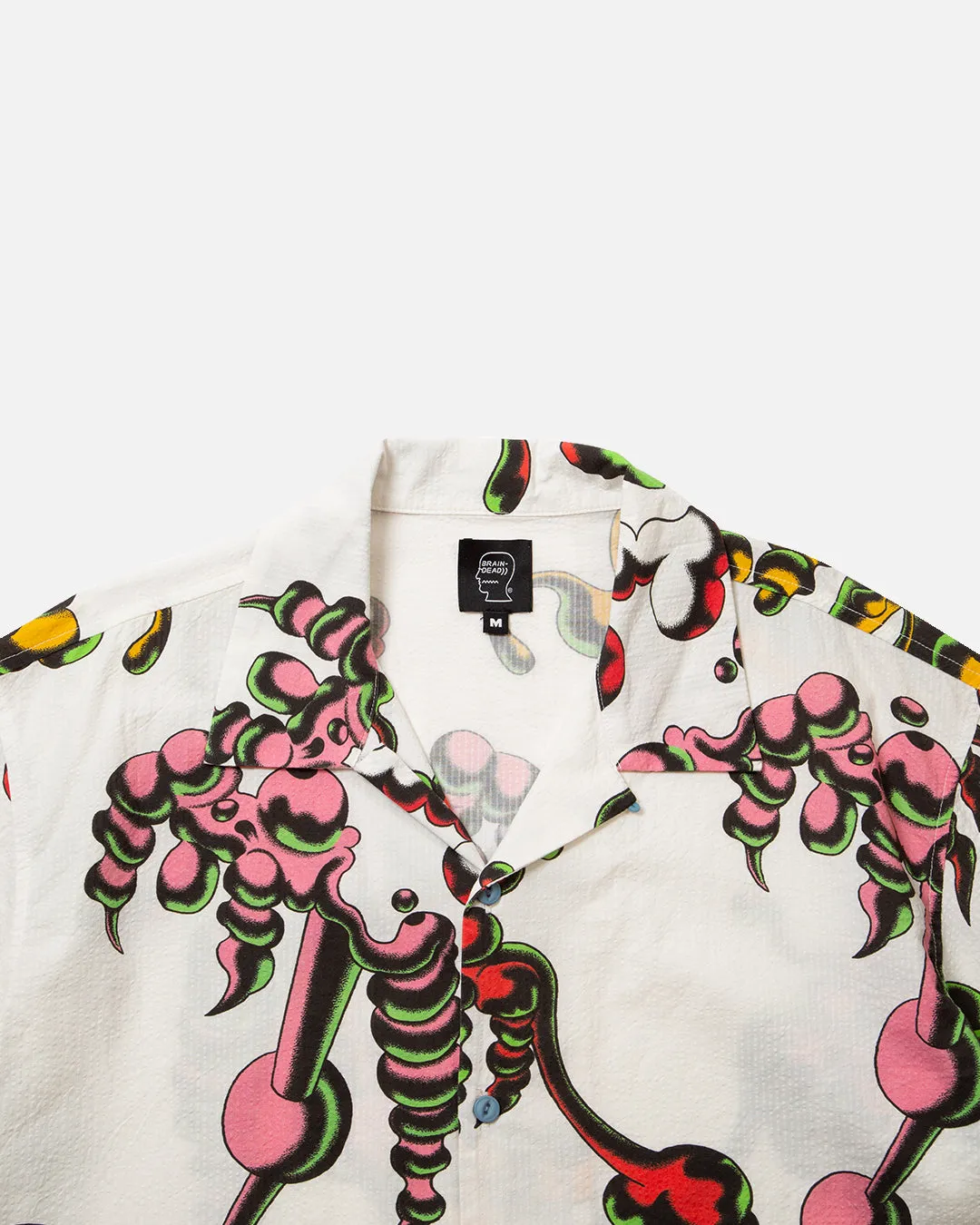 Tetsunori Tawaraya Seersucker Short Sleeve Button Up - White / Multi