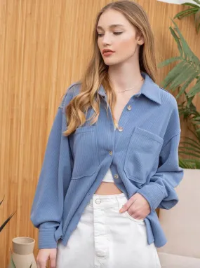 The Addison Ribbed Button Up Top