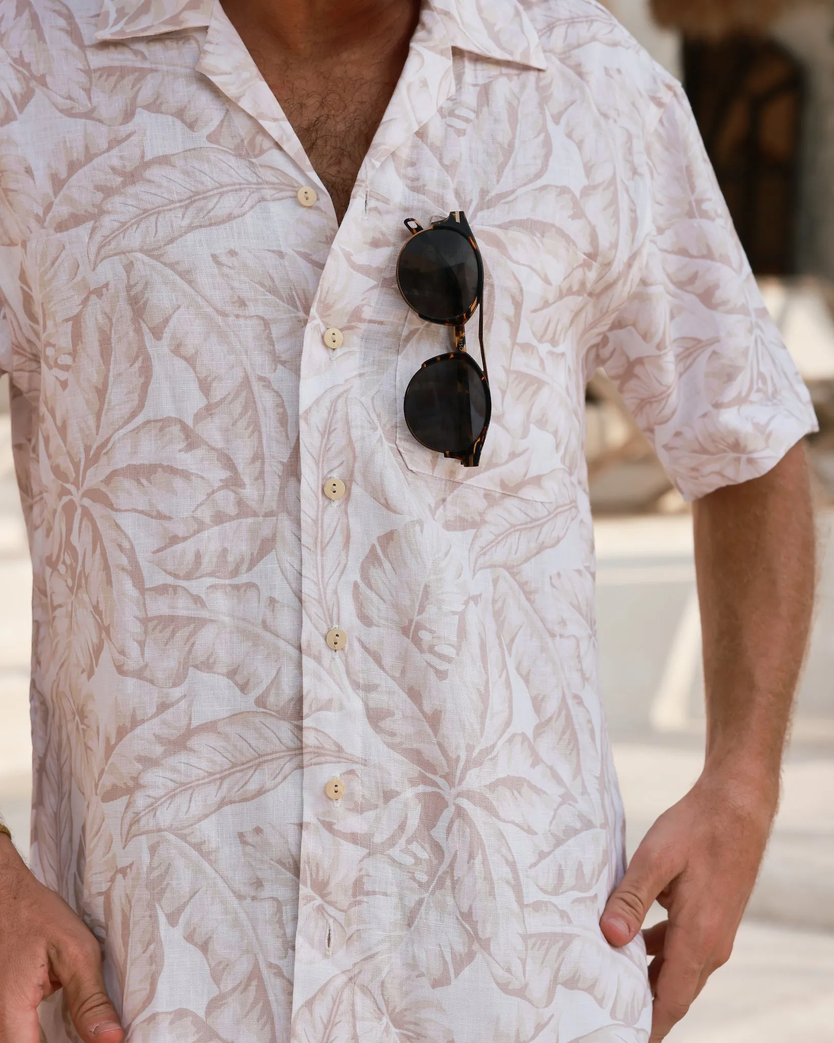 The Grenada - Short Sleeve Linen Shirt with Camp Collar