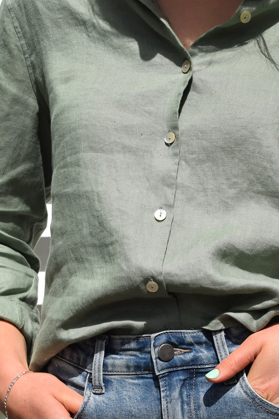 Ultimate Sea Green LS Linen Shirt