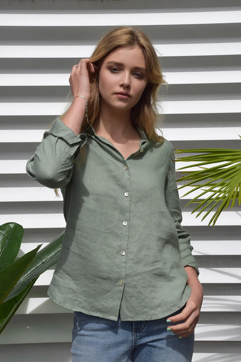 Ultimate Sea Green LS Linen Shirt