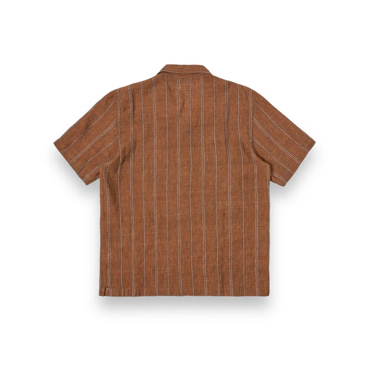 Universal Works Road Shirt 30259 stripe linen brown