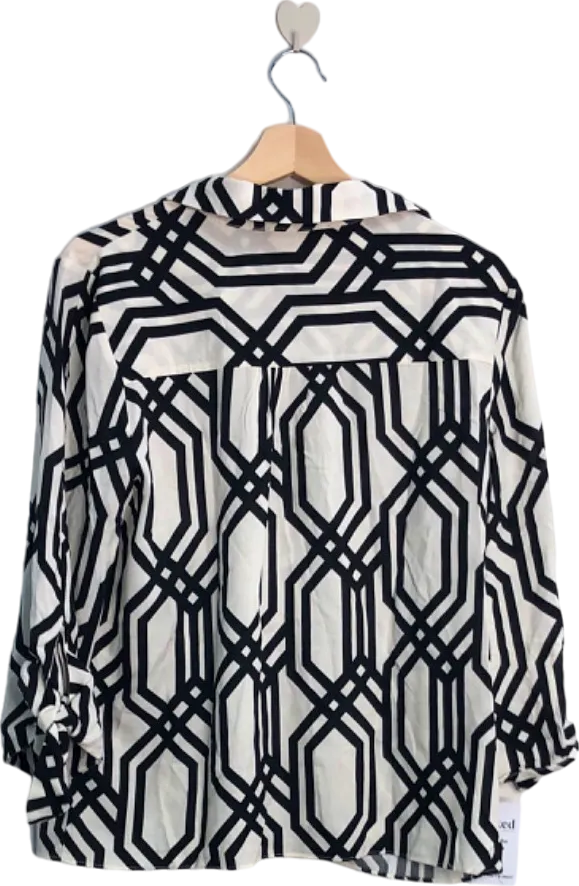 Very Black and White Geometric Print Shirt UK 14