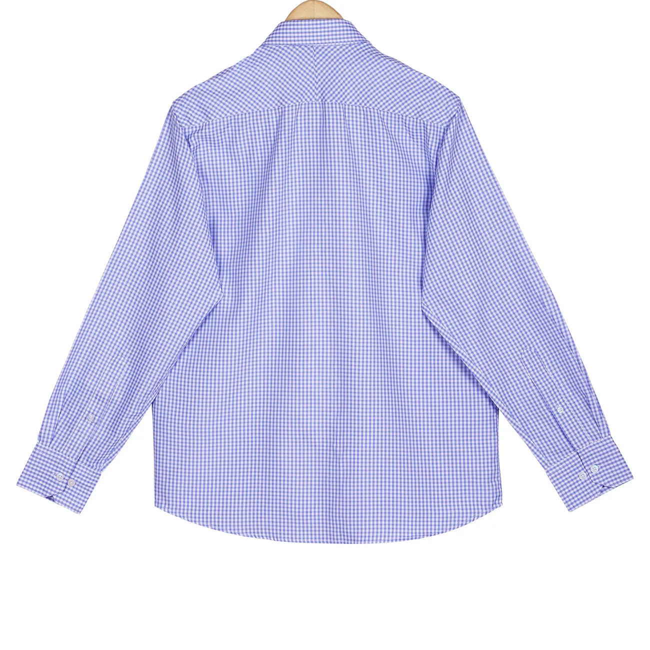 Mens Vichy Blue Gingham Oxford Check Button-Down Cotton Shirt