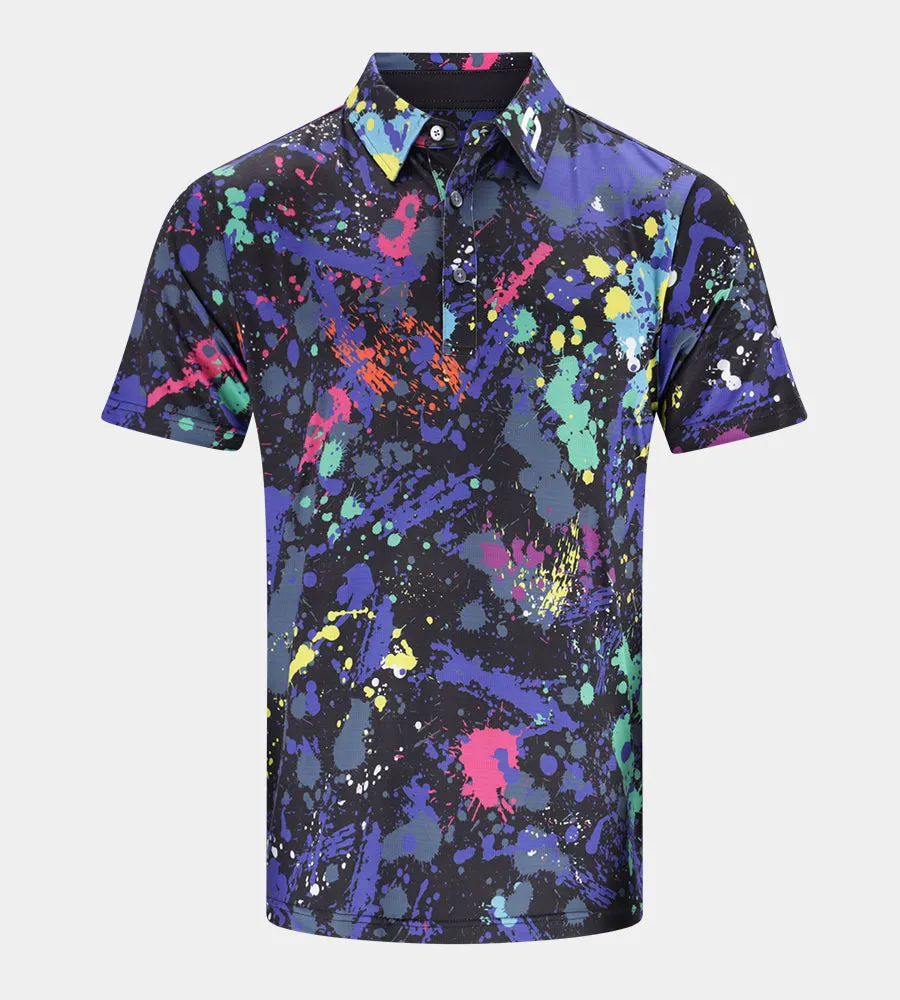 VIVID SPLATTER POLO - BLACK