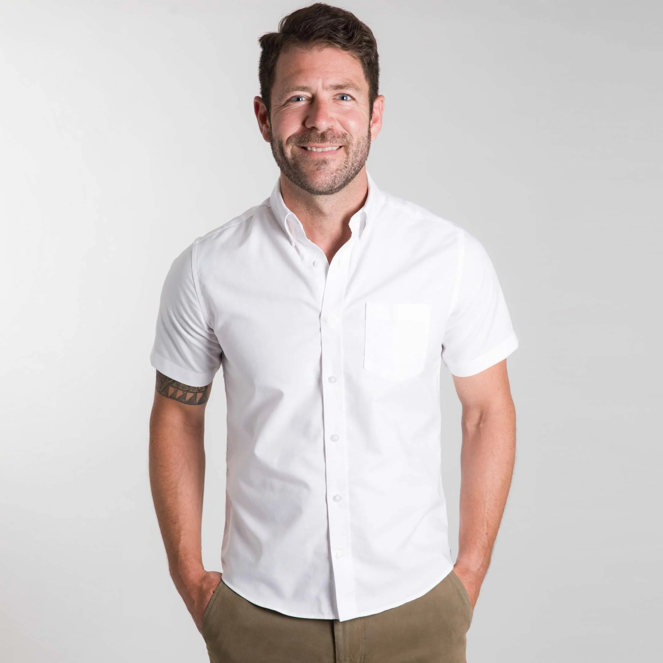 White Oxford Wrinkle Free Short Sleeve Shirt