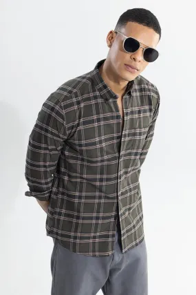 Window Twist Olive Checks Shirt