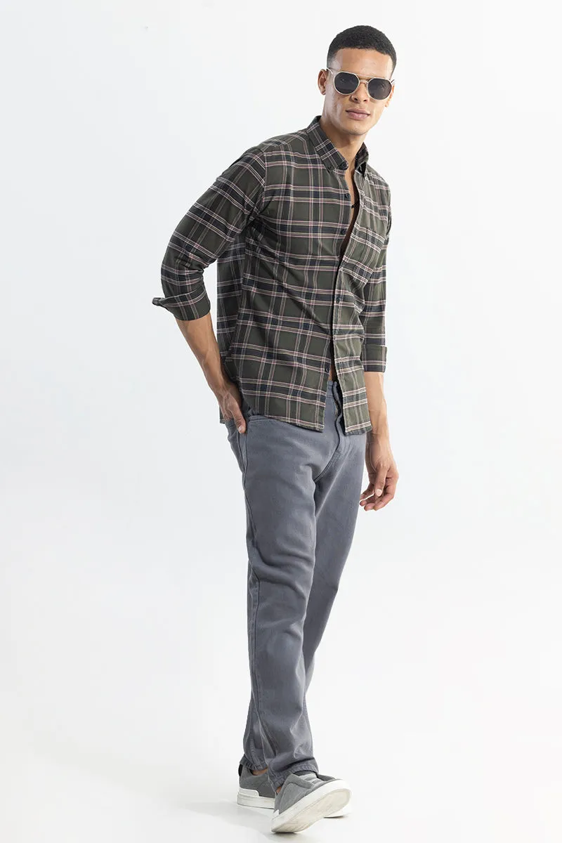 Window Twist Olive Checks Shirt