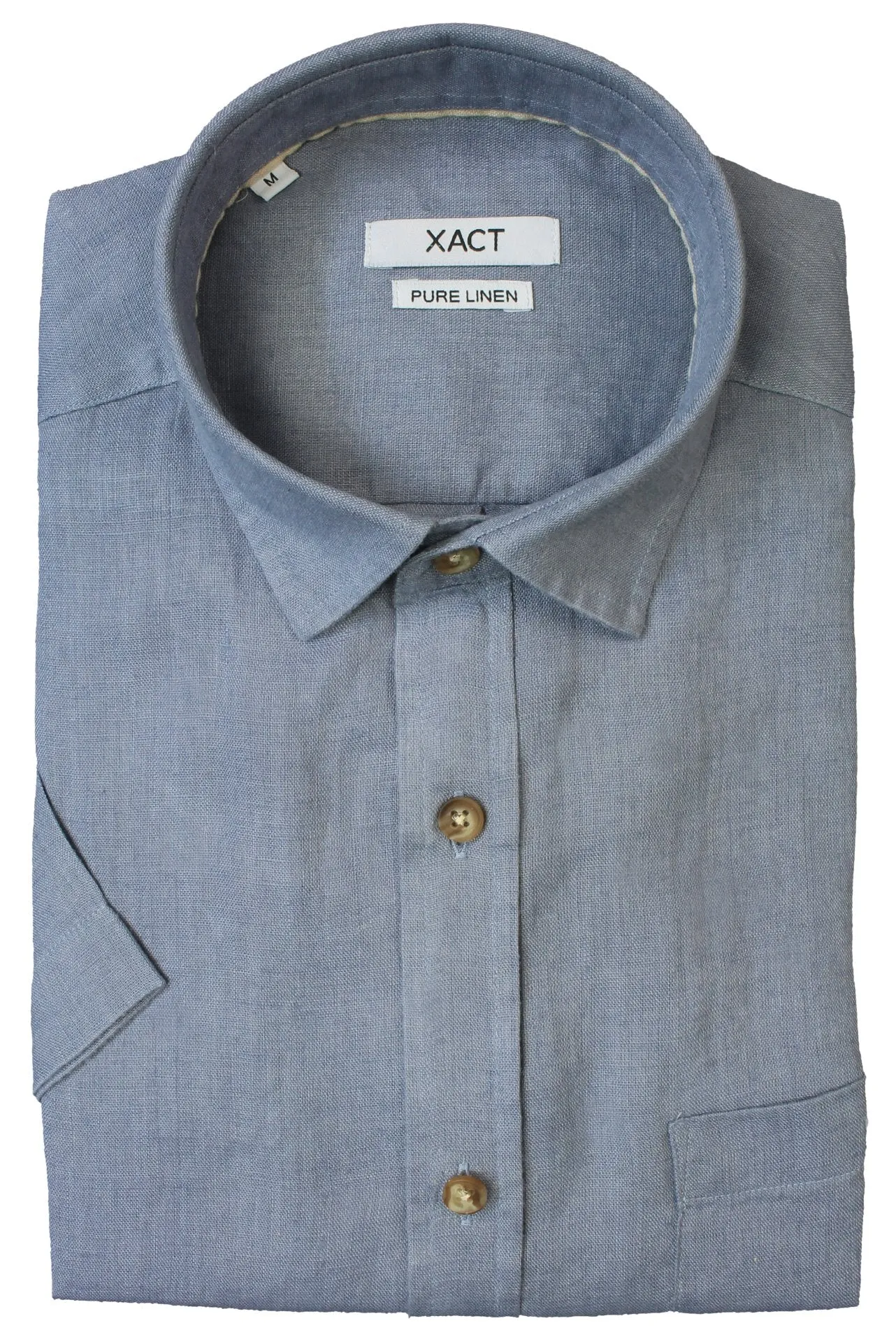 Mens Regular Fit 100% Pure Linen Short-Sleeved Shirt from Xact