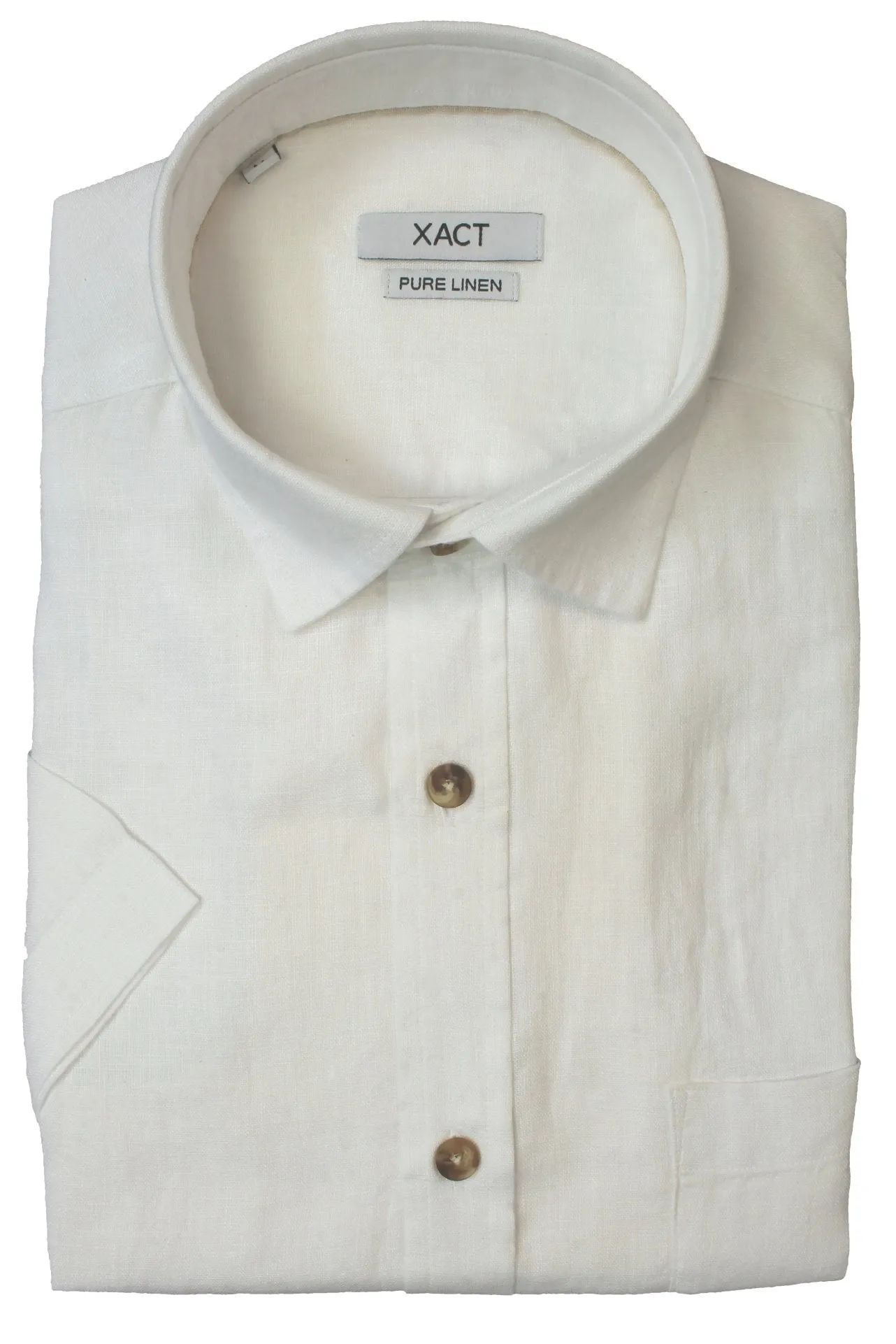 Mens Regular Fit 100% Pure Linen Short-Sleeved Shirt from Xact