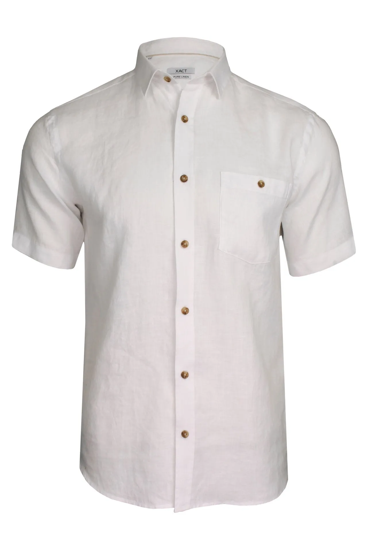 Mens Regular Fit 100% Pure Linen Short-Sleeved Shirt from Xact