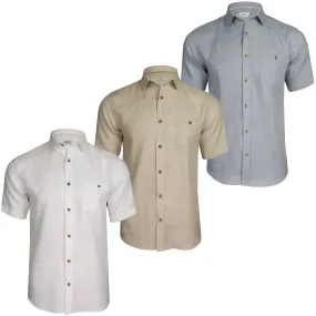 Mens Regular Fit 100% Pure Linen Short-Sleeved Shirt from Xact