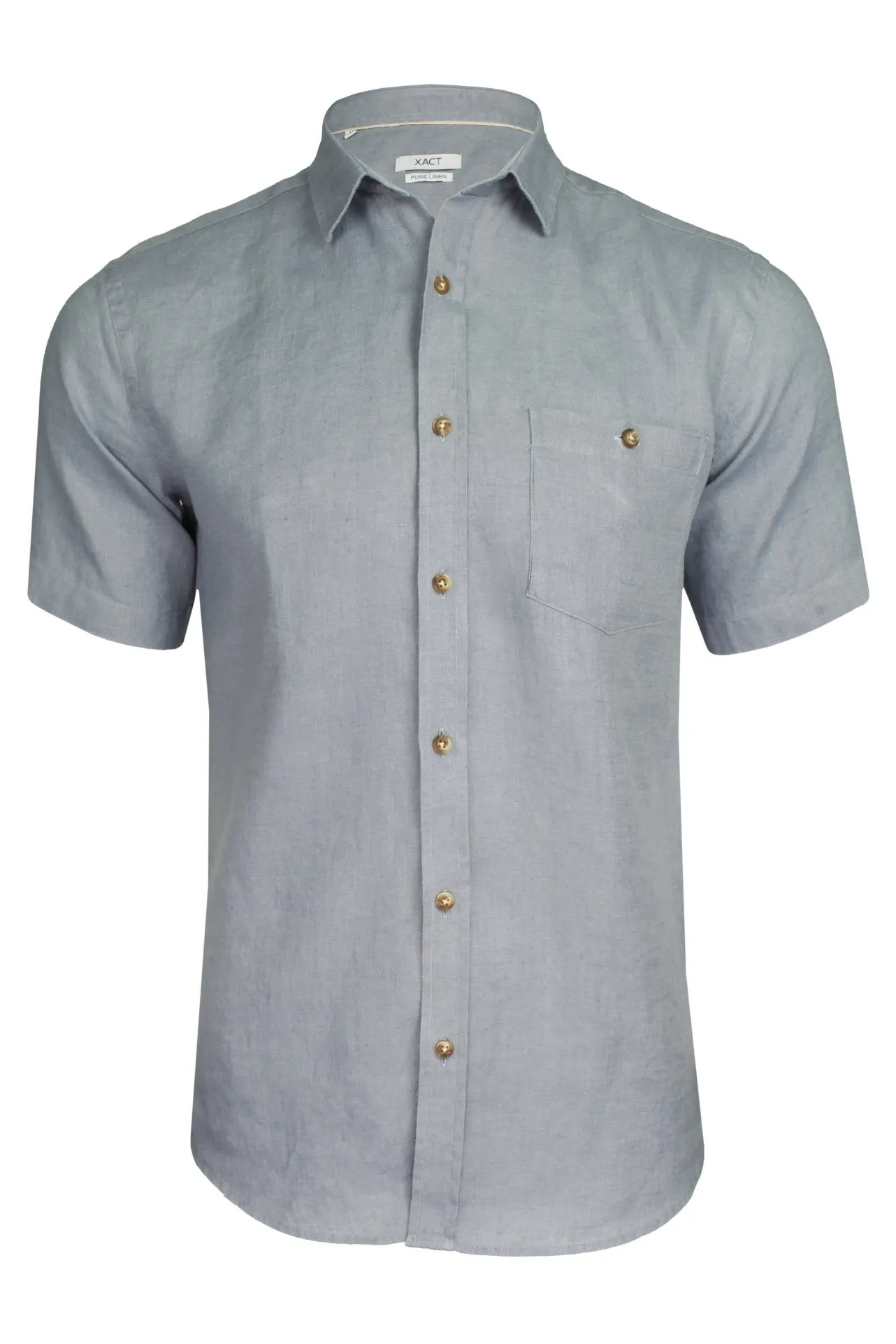 Mens Regular Fit 100% Pure Linen Short-Sleeved Shirt from Xact