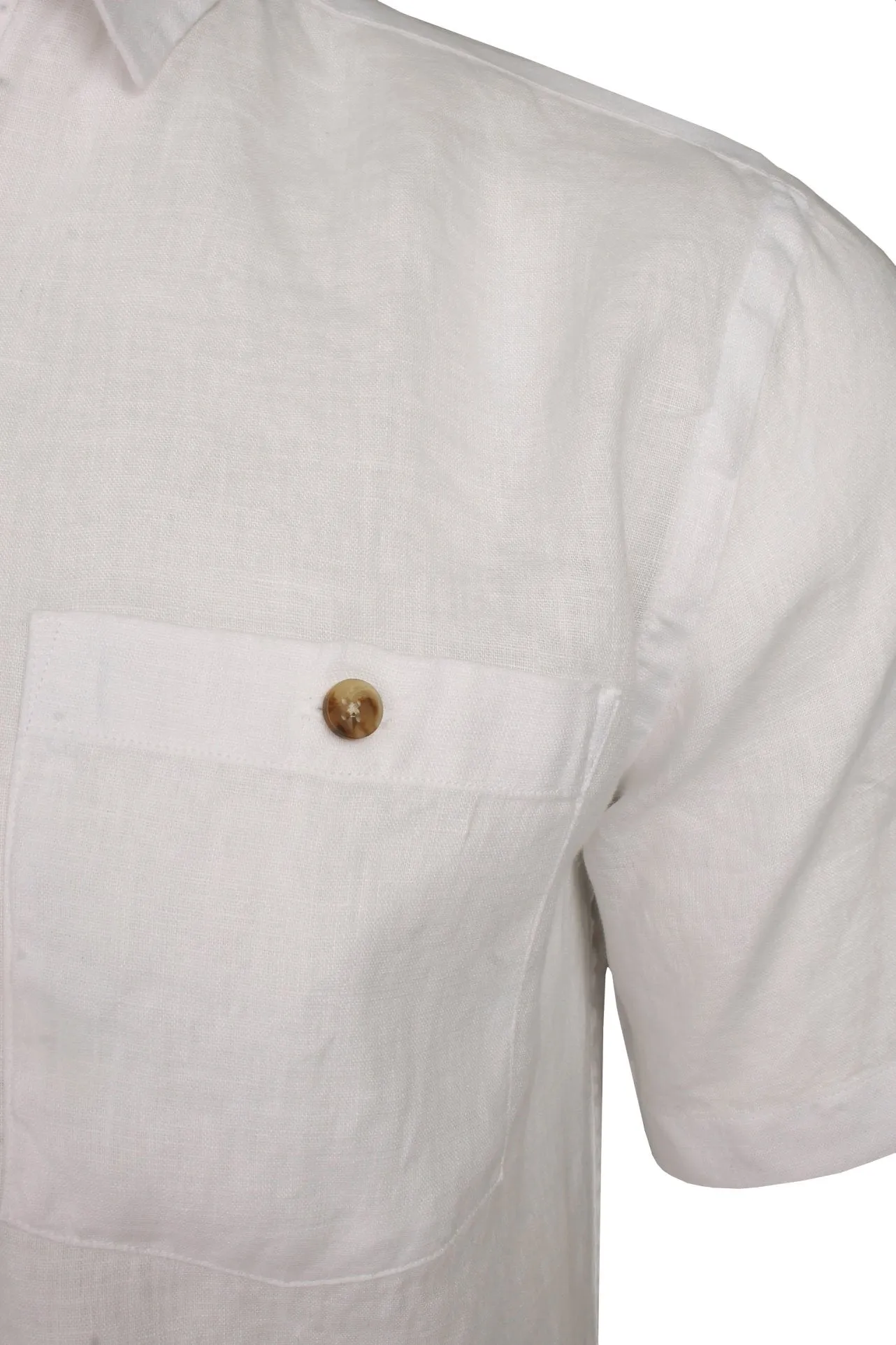 Mens Regular Fit 100% Pure Linen Short-Sleeved Shirt from Xact