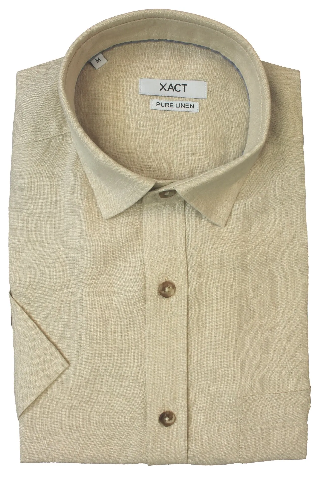 Mens Regular Fit 100% Pure Linen Short-Sleeved Shirt from Xact