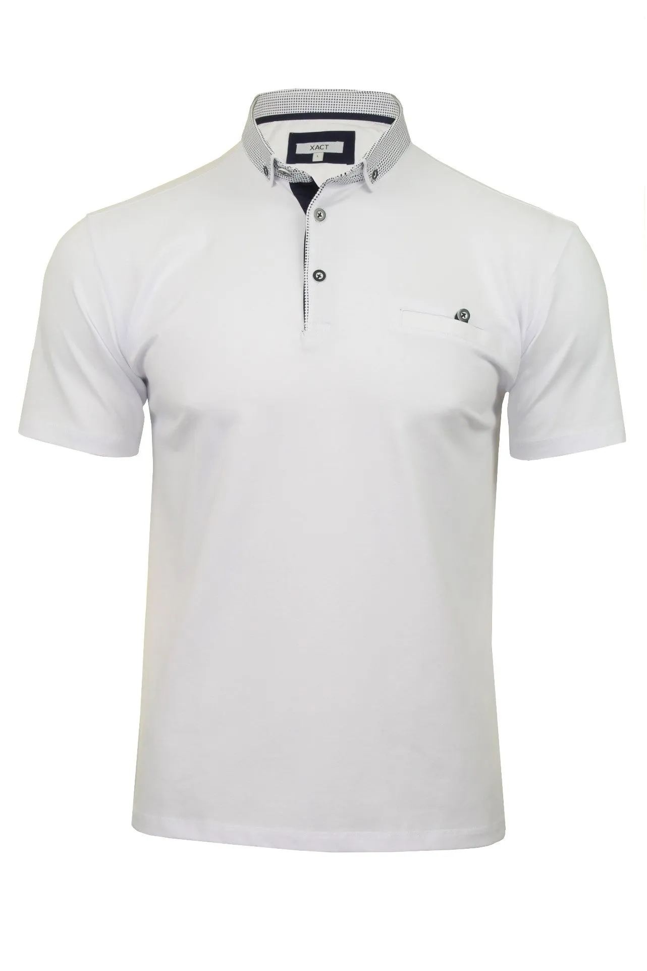 Xact Mens Short Sleeved Polo Shirt with Contrast Collar & Button Down Collar