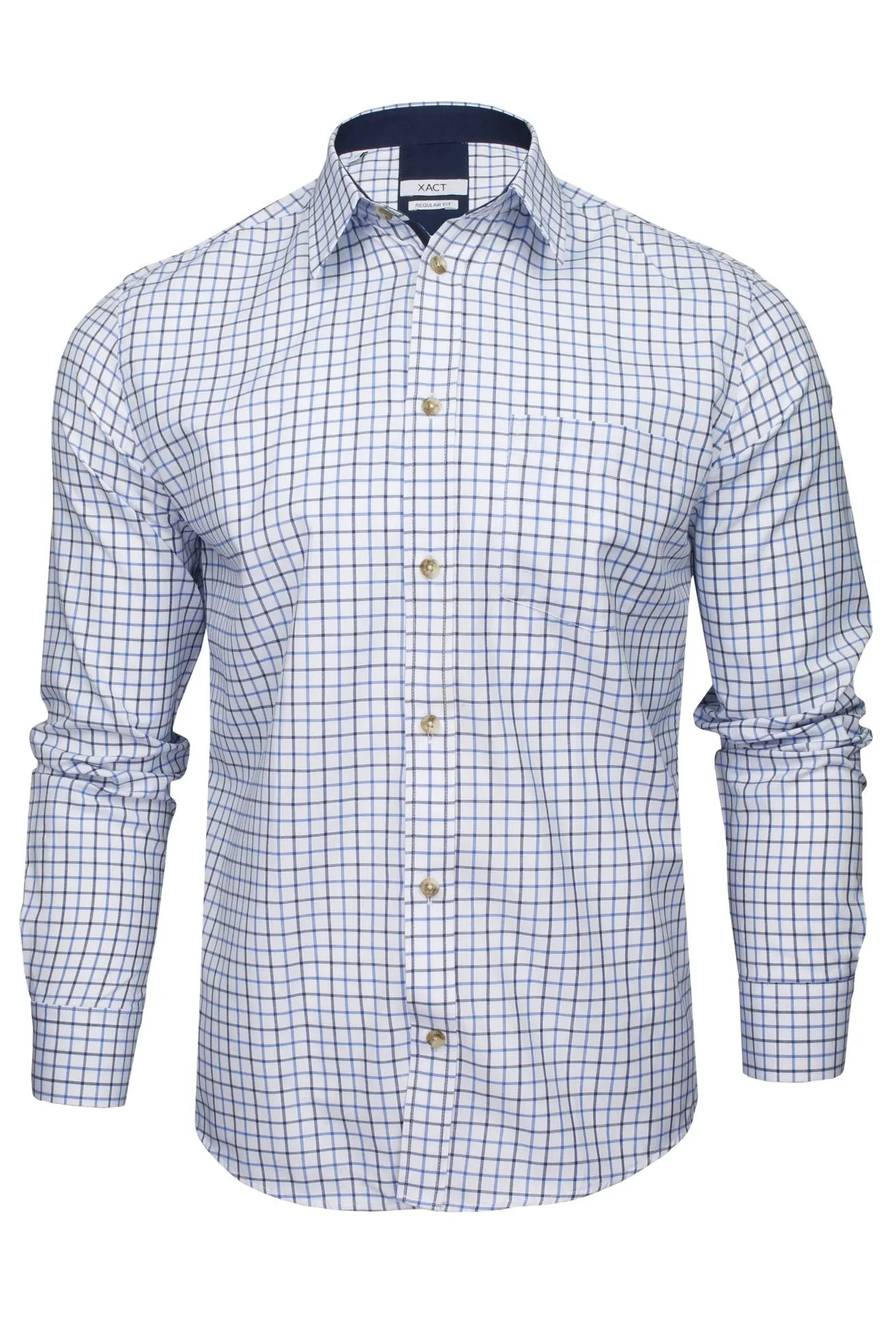 Xact Mens Tattersall Check Shirt - Long Sleeved