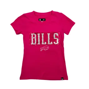 Youth Girls New Era Bills Pink Reversible Sequins Short Sleeve Shirt